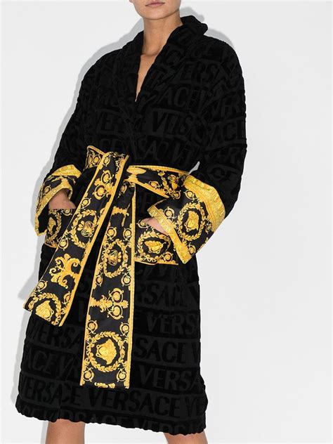 versace x lamyland printed cotton dressing gown|Versace robes for women.